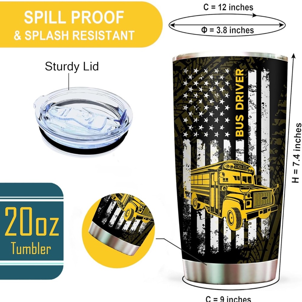 Black and Gold Bus Driver Tumbler - Picture 5 of 5